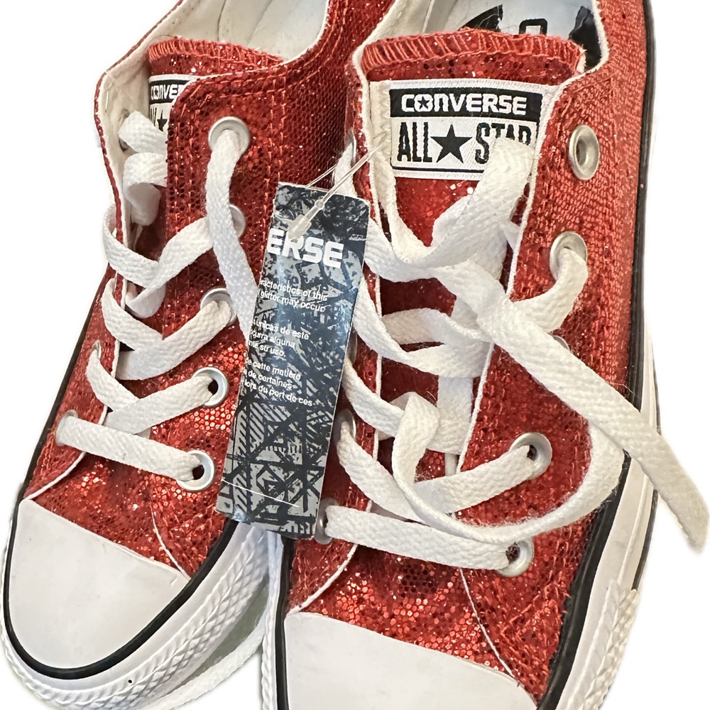 Converse Chuck Taylor All Star Low Top – Red Glitter “Ruby Slipper” Size 6 NEW - Picture 6 of 7